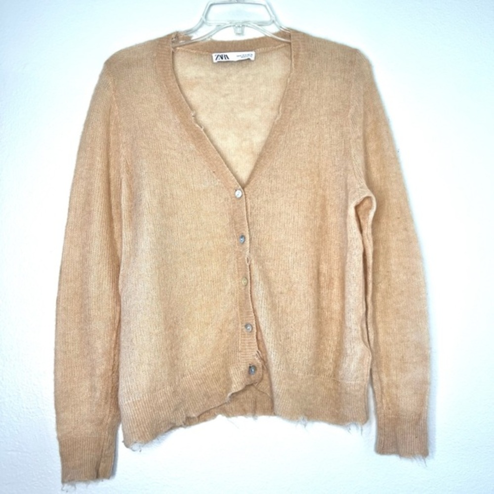 Alpaca and‎ wool blend oversized chunky open knit cardigan sweater size S